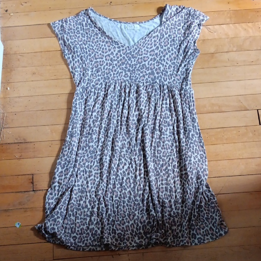 Maurices Brown Leopard Print V-Neck Dress With Pockets